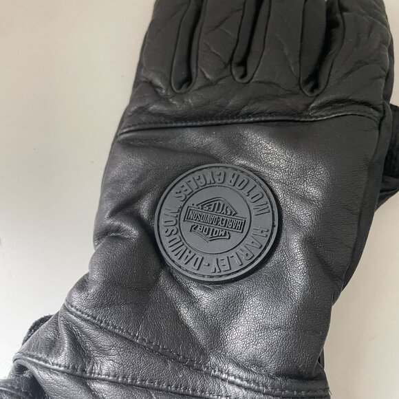 Harley-Davidson women's Leather Riding Gloves Medium Black Padded Palms & Adjust - Picture 6 of 6